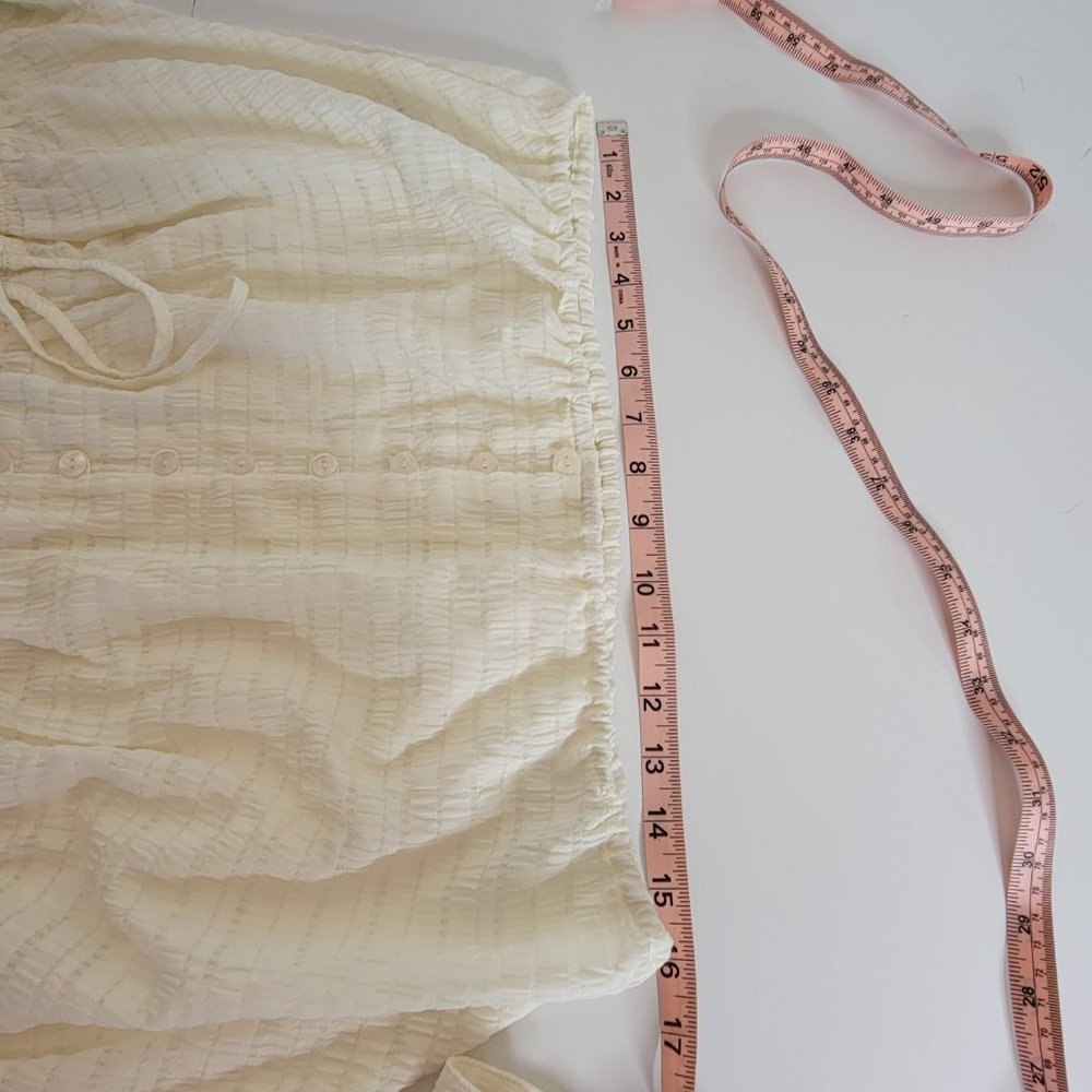 Free People Hailey Crop L/S Midriff Blouse Cream Size M NWT - Picture 7 of 12